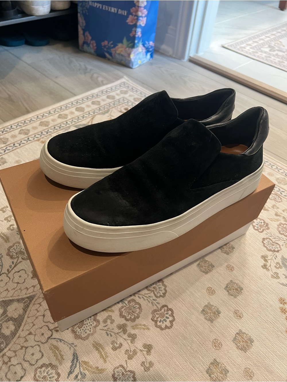 Via Spiga Black Slip-On Platform Sneakers